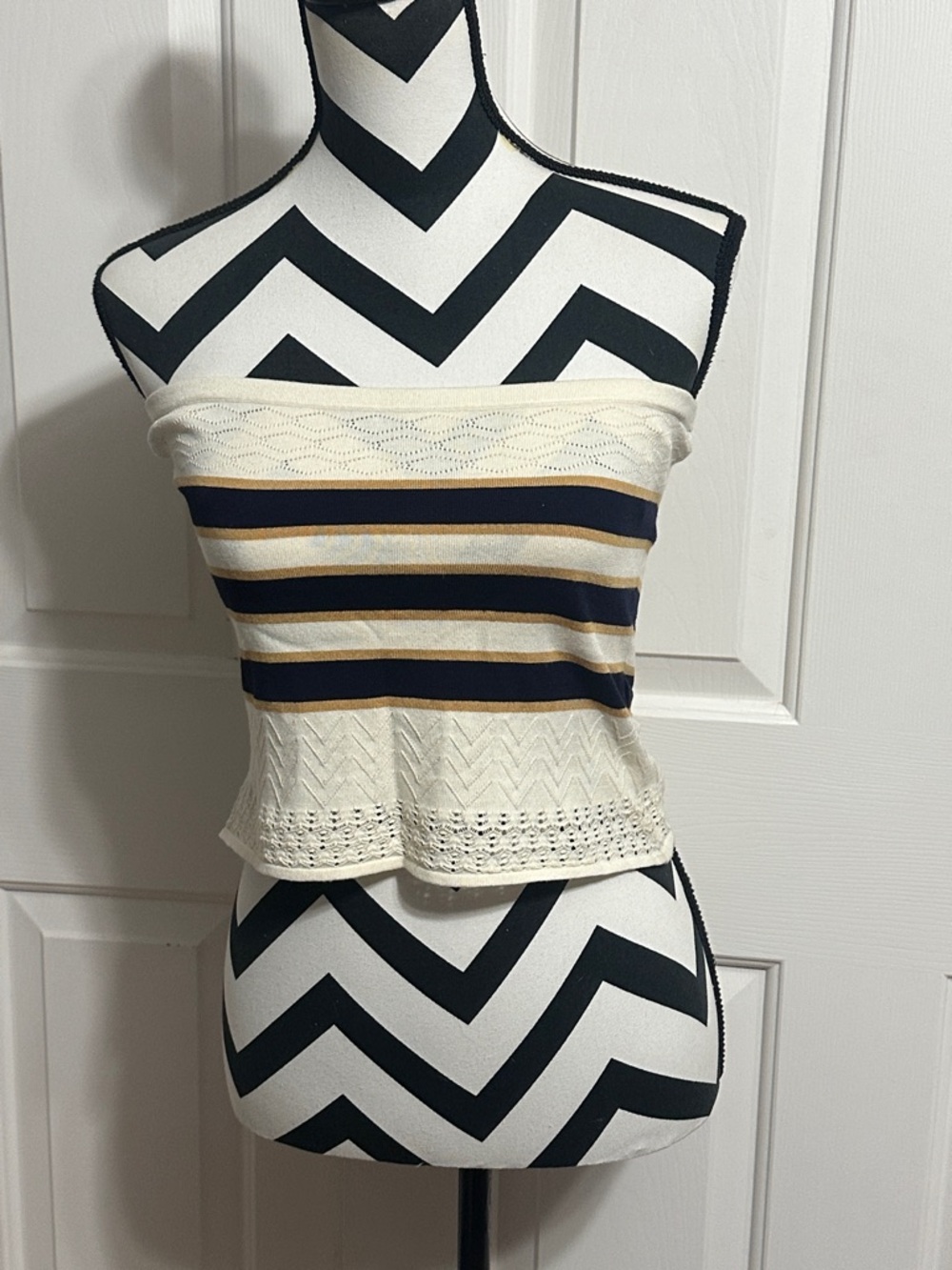 NWT Cara Cara Cream Mallorca Top Caramel Stripe